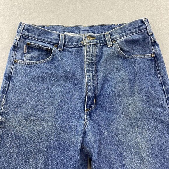 Carhartt Jeans Mens 36x36 (Fits 34x35) Blue Denim Pants Relaxed Fit B17 DST Work - Picture 3 of 13